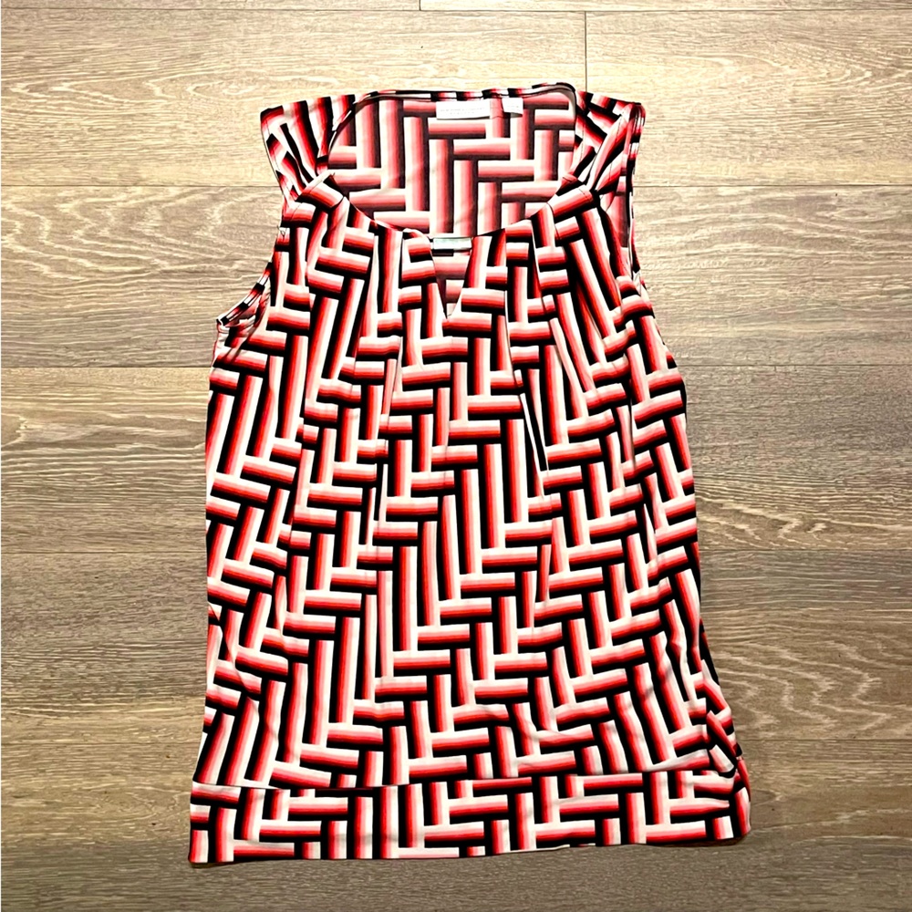 NY & Co. sleeveless blouse red and black small